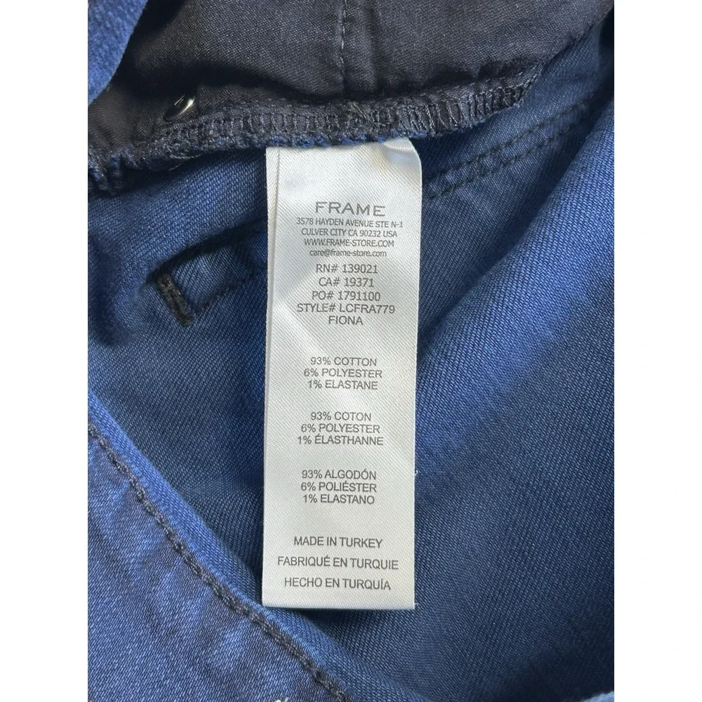 FRAME Le Crop Flare Raw After Jeans High Rise Ankle Fiona Dark Wash Blue Size 34 - Picture 7 of 8